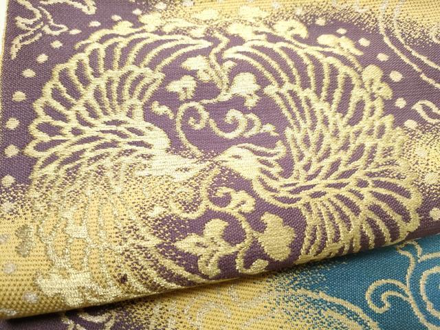 平和屋着物●六通柄京袋　本袋帯　向かい鳥唐草文　金銀糸　正絹　逸品　CABF8738hy