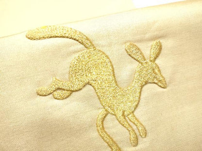 平和屋着物●太鼓柄袋帯　総刺繍　動物器物文　金糸　正絹　逸品　CABF8739hy