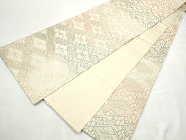 平和屋着物●全通柄袋帯　花菱文　金糸　正絹　逸品　CABF8747hy