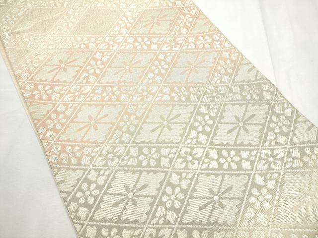 平和屋着物●全通柄袋帯　花菱文　金糸　正絹　逸品　CABF8747hy