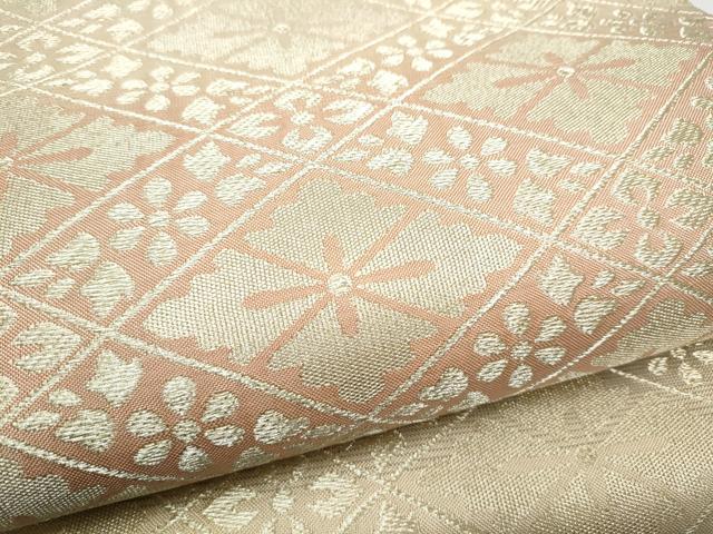 平和屋着物●全通柄袋帯　花菱文　金糸　正絹　逸品　CABF8747hy