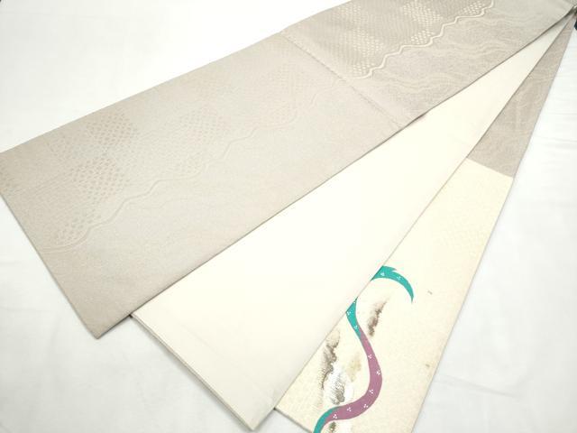 平和屋着物●太鼓柄袋帯　霞吉祥文　金糸　正絹　逸品　CABF8751hy