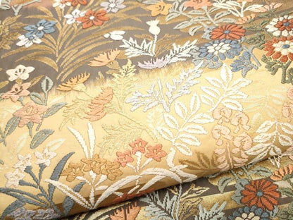 平和屋着物●六通柄袋帯　唐織　草花文　金糸　正絹　逸品　CABF8755hy