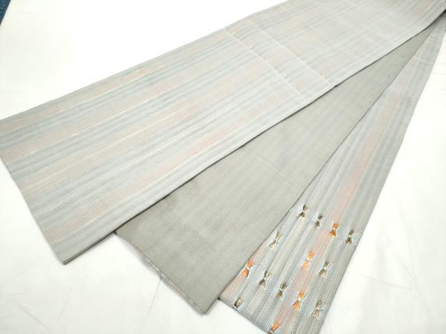 平和屋着物●太鼓柄袋帯　もじり織　縞　金糸　正絹　逸品　CABF8760hy