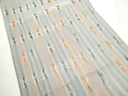 平和屋着物●太鼓柄袋帯　もじり織　縞　金糸　正絹　逸品　CABF8760hy