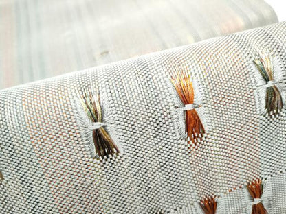 平和屋着物●太鼓柄袋帯　もじり織　縞　金糸　正絹　逸品　CABF8760hy