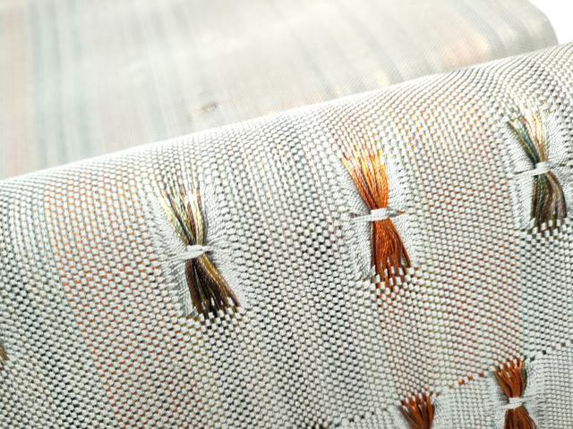 平和屋着物●太鼓柄袋帯　もじり織　縞　金糸　正絹　逸品　CABF8760hy