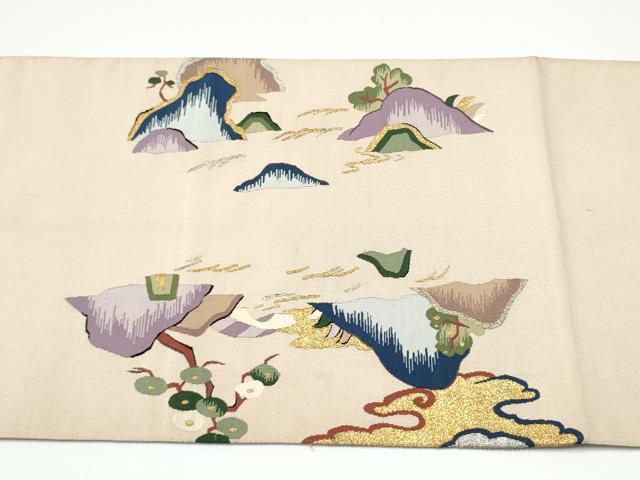 平和屋着物●爪掻き本綴れ　太鼓柄袋帯　流水風景文　金糸　正絹　逸品　CABF8765hy