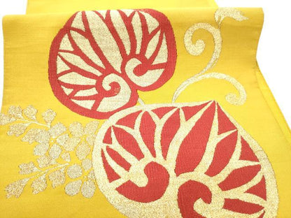 平和屋着物●爪掻き本綴れ　太鼓柄袋帯　葵　金糸　正絹　逸品　CABF8766hy
