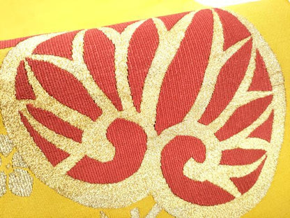 平和屋着物●爪掻き本綴れ　太鼓柄袋帯　葵　金糸　正絹　逸品　CABF8766hy