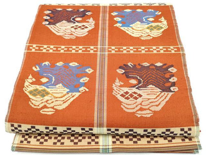 平和屋着物●六通柄　京袋帯　紬地　龍村平蔵柄　甲比丹孔雀　正絹　逸品　CABF8768hy