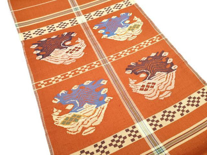 平和屋着物●六通柄　京袋帯　紬地　龍村平蔵柄　甲比丹孔雀　正絹　逸品　CABF8768hy