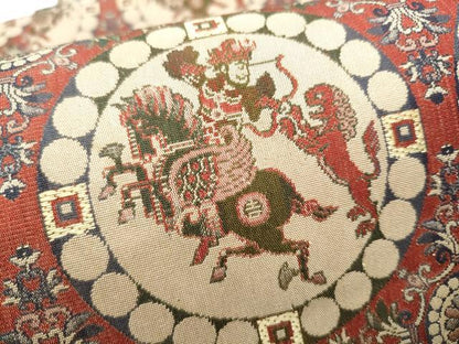 平和屋着物●龍村美術織物 　九寸開き名古屋帯　獅子狩文錦　正絹　逸品　CABF8770hy