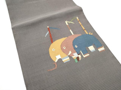 平和屋着物●八寸名古屋帯　すくい織　像　正絹　逸品　CABF8778hy