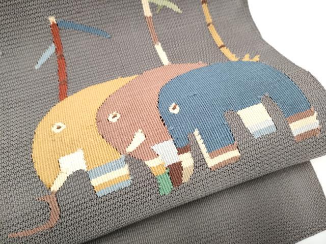 平和屋着物●八寸名古屋帯　すくい織　像　正絹　逸品　CABF8778hy