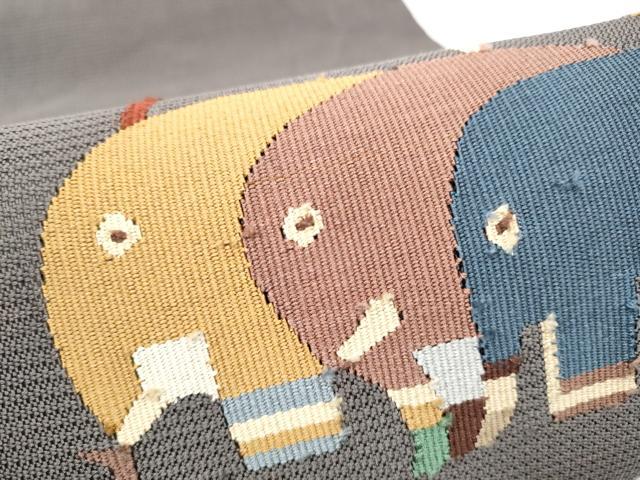平和屋着物●八寸名古屋帯　すくい織　像　正絹　逸品　CABF8778hy