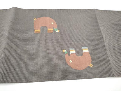 平和屋着物●八寸名古屋帯　すくい織　像　正絹　逸品　CABF8778hy