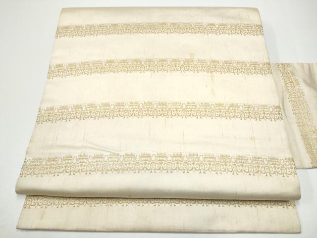 平和屋着物●九寸名古屋帯　獅噛文長斑錦　金糸　正絹　逸品　CABF8785hy