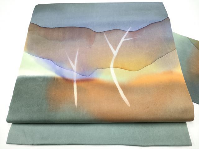 平和屋着物●虹色創家　本郷大田子　塩瀬　九寸名古屋帯　枝霞文　正絹　逸品　CABF8788hy