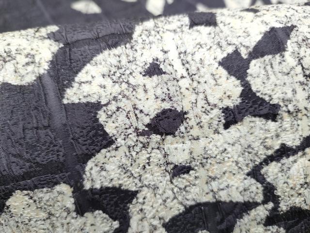 平和屋着物●松煙染の第一人者　川島草苑　九寸名古屋帯　ふくれ織　舞花文　正絹　逸品　CABF8789hy