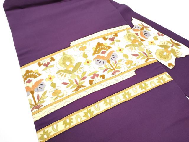 平和屋着物●塩瀬　九寸名古屋帯　型染め　更紗花文　金彩　正絹　逸品　CABF8791hy