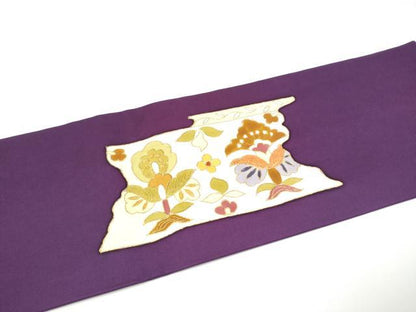 平和屋着物●塩瀬　九寸名古屋帯　型染め　更紗花文　金彩　正絹　逸品　CABF8791hy