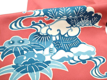平和屋着物●塩瀬　九寸名古屋帯　藍　型染め　証紙付き　正絹　逸品　CABF8794hy