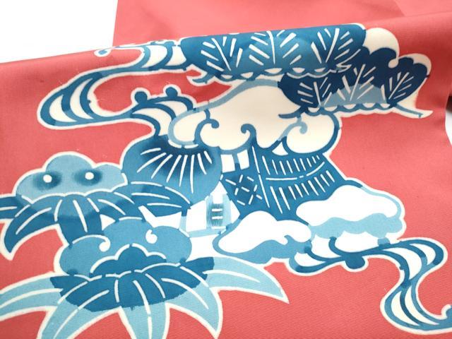 平和屋着物●塩瀬　九寸名古屋帯　藍　型染め　証紙付き　正絹　逸品　CABF8794hy