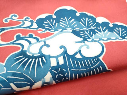 平和屋着物●塩瀬　九寸名古屋帯　藍　型染め　証紙付き　正絹　逸品　CABF8794hy