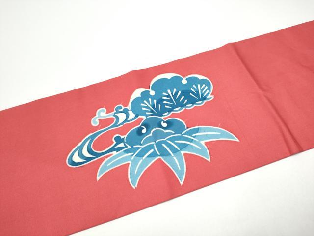 平和屋着物●塩瀬　九寸名古屋帯　藍　型染め　証紙付き　正絹　逸品　CABF8794hy