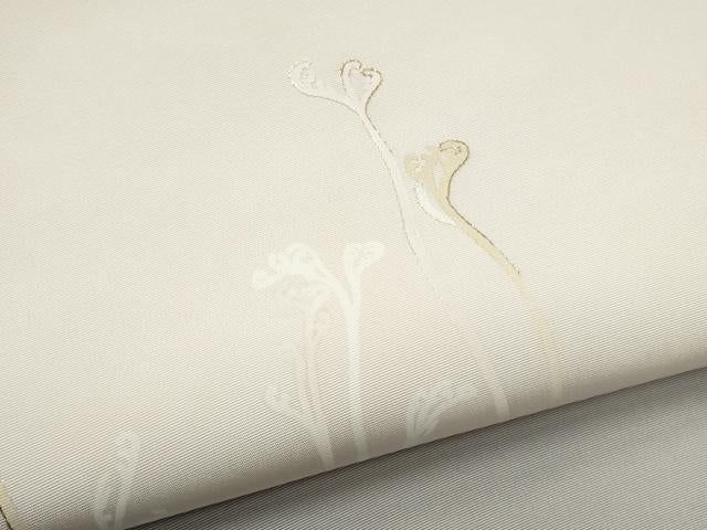 平和屋着物●九寸名古屋帯　刺繍　草木文　金糸　正絹　逸品　CABF8797hy