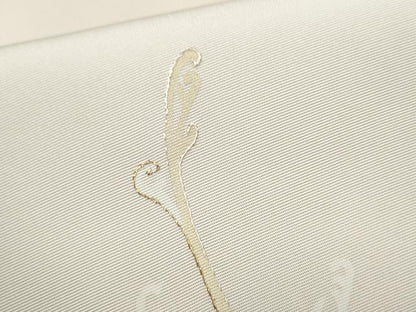 平和屋着物●九寸名古屋帯　刺繍　草木文　金糸　正絹　逸品　CABF8797hy