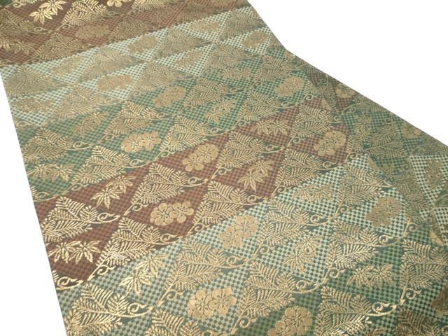 平和屋着物●九寸名古屋帯　草花文　金糸　正絹　逸品　CABF8798hy