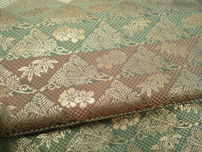 平和屋着物●九寸名古屋帯　草花文　金糸　正絹　逸品　CABF8798hy