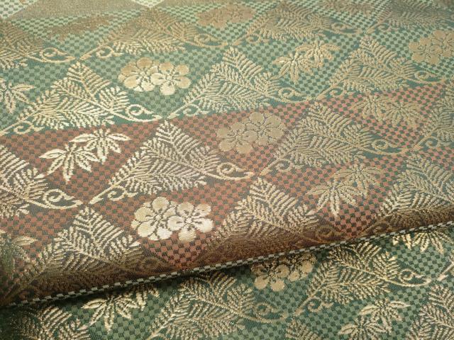 平和屋着物●九寸名古屋帯　草花文　金糸　正絹　逸品　CABF8798hy