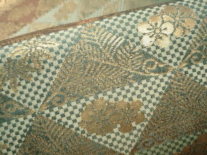 平和屋着物●九寸名古屋帯　草花文　金糸　正絹　逸品　CABF8798hy