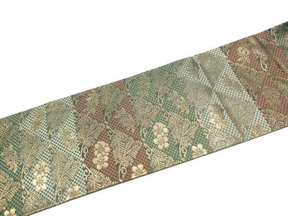 平和屋着物●九寸名古屋帯　草花文　金糸　正絹　逸品　CABF8798hy
