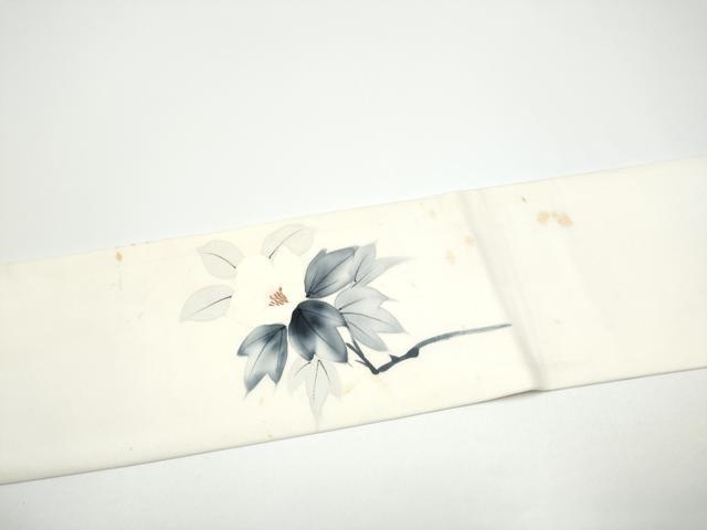 平和屋着物●塩瀬　九寸名古屋帯　作家物　手描き　牡丹　金彩　正絹　逸品　CABF8799hy