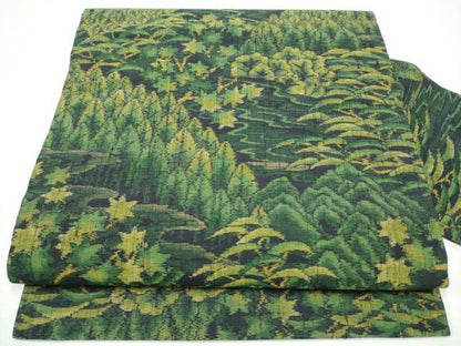 平和屋着物●全通柄　九寸名古屋帯　紬地　樹林文　正絹　逸品　CABF8800hy