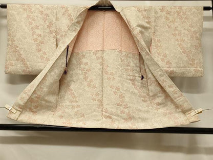 平和屋着物＃羽織　寿光織　枝葉文　銀糸　正絹　逸品　CABF8801in