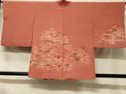 平和屋着物＃羽織　霞笹の葉文　たたき染め　正絹　逸品　CABF8805in