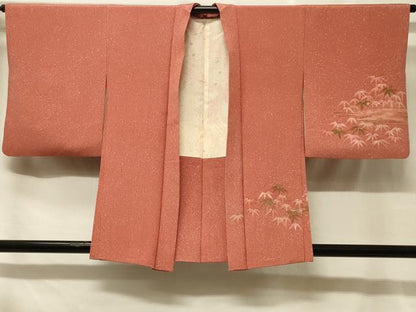 平和屋着物＃羽織　霞笹の葉文　たたき染め　正絹　逸品　CABF8805in