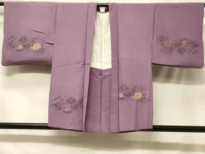 平和屋着物＃羽織　寿光織　草花文　金糸　正絹　逸品　CABF8809in