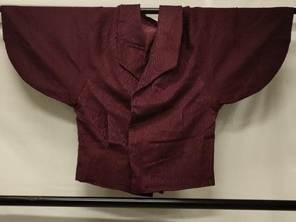 平和屋着物＃和装コート　色無地　杢目地紋　似せ紫色　交織　CABF8810in