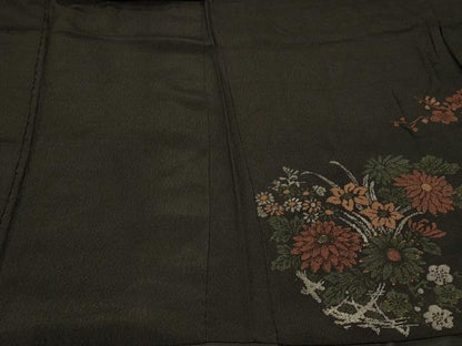 平和屋着物＃羽織　寿光織　花籠文　黒地　金銀糸　正絹　逸品　CABF8815in