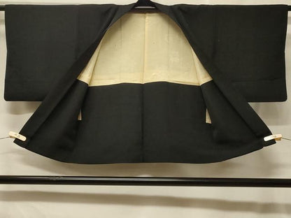 平和屋着物＃羽織　総刺繍　草花文　黒地　正絹　逸品　CABF8816in
