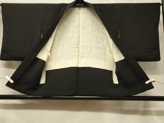 平和屋着物＃羽織　総刺繍　枝花文　黒地　正絹　逸品　CABF8820in