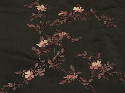 平和屋着物＃羽織　総刺繍　枝花文　黒地　正絹　逸品　CABF8820in