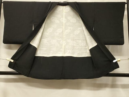 平和屋着物＃羽織　総刺繍　笹竹文　黒地　正絹　逸品　CABF8821in
