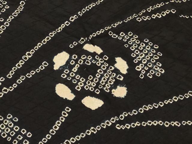 平和屋着物＃羽織　絞り　枝花文　黒地　正絹　逸品　CABF8823in